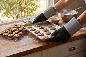 Gants de cuisine en coton Bake Glove, résistants à la chaleur, antidérapants, écologiques, imperméables, pour barbecue, lavables au lave-vaisselle, compatibles four/micro-ondes - Product Image 3