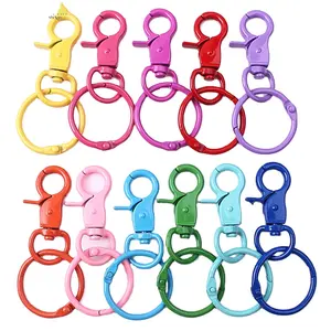 다채로운 반지와 커넥터 베이킹 페인트 랍스터 버클 분할 키 체인 금속 열쇠 고리 링 액세서리 랍스터 버클 열쇠 고리