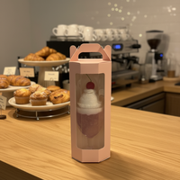 Boîte d'emballage personnalisée pour desserts avec poignée, boîte à emporter pour desserts personnalisée avec fenêtre