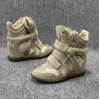 Stivali Corti Donna con Tacco Invisibile Nuova Collezione Autunno/Inverno 2026 in Pelle Scamosciata con Chiusura a Strappo, Scarpe Sportive Casual Alte - Stile Europeo