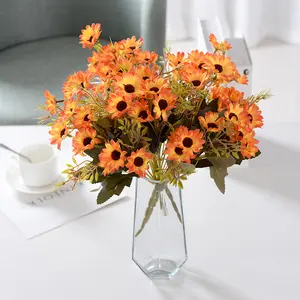 Wholesale Cheap Silk Daisy Bunch Flower Bush Small Daisy Artificial Bouquet for Wedding