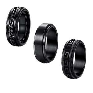 Anello da <span class=keywords><strong>Uomo</strong></span> Personalizzato in Acciaio al Titanio Elettroplaccato Nero - Product Image 2