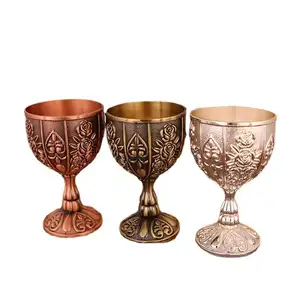 Винтажная латунная чашка ручной работы с тиснением в Королевском Стиле чашка-Кубок золотой чаша короля Артура средневековый