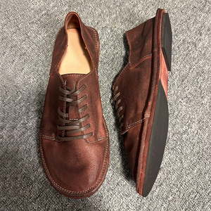 Chaussures habillées en daim à lacets pour hommes, gris foncé, couleur café, talon bas, pour le bureau et la carrière, couleur unie, résistantes à l'abrasion, cousues - Product Image 3