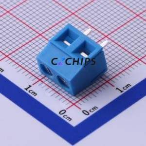 DB127V-5.0-2P-BU-S Screw Terminal Block Through hole Component (THT),P=5mm Connector 1x2P 5mm Blue Through Hole - Product Image 1