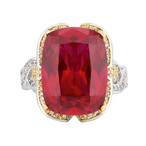 Joyería de Moda Ecológica de Cobre con Circonita Cúbica Roja y Azul de 12*16mm para Mujer, Anillos de Mariposa Grandes y Elegantes - Product Image 1