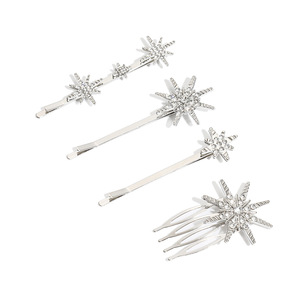 Accessoires pour cheveux en alliage de zinc électroplaqué <span class=keywords><strong>avec</strong></span> strass, style européen et américain, motif étoile à huit branches, pince à franges, vente en gros pour femmes - Product Image 5