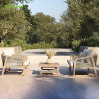 Muebles de Jardín de lujo, canapé moderno para Hotel, sofá gris de teca con 4 piezas