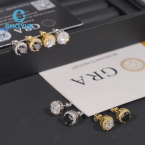 Pendientes Halo Redondos de Moissanita en Plata 925 de 10mm, Pendientes de Moissanita con Cierre de Rosca, Pasan la Prueba del Diamante - Product Image 3