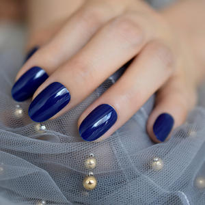 Gel uñas postizas diamante azul brillante cubierta de esmalte diseñado uñas puntas artificiales prensa falsa <span class=keywords><strong>en</strong></span> uñas con pestañas adhesivas 24 piezas - Product Image 1