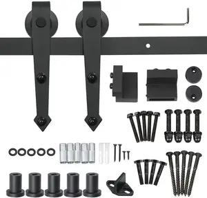 Antique Black Roller Kits For Sliding Barn Door Hardware System DIY Home Use Arrow Shape Quality Window Accessories Supplier