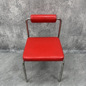 Silla de cuero de acero inoxidable personalizable de <span class=keywords><strong>estilo</strong></span> industrial con respaldo, muebles de cafetería para <span class=keywords><strong>restaurante</strong></span> al por mayor - Product Image 1
