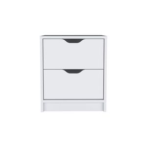 Mesita de noche de madera maciza DB Gandu con dos cajones, blanco, antiguo, francés y moderno, función de espejo para dormitorio y apartamento - Product Image 1