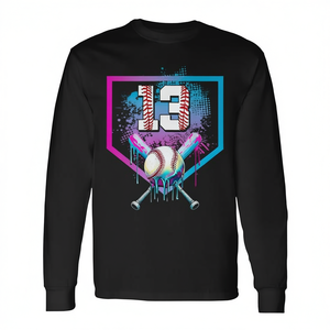 Camiseta de manga larga para jóvenes de Baseball Drip 13th Birthday Home Plate - Product Image 2