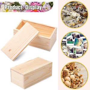 Piccole Casse di Legno per Conservazione, Contenitori Vuoti, Scatole Regalo, Astucci per Matite, Set di 3 Scatole in Legno Non Finite con Coperchio Scorrevole - Product Image 4