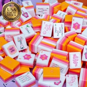 Juego de Mahjong de Viaje Personalizado al por Mayor en Stock, Juego de Lujo Grabado en Acrílico, Fichas de Mahjong Americanas - Product Image 1