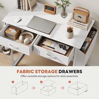 Bureau d'ordinateur pour le bureau à domicile avec tiroirs, pieds antidérapants, petite table d'étude avec rangement latéral, crochet pour casque, pieds réglables