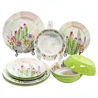 Ensemble de vaisselle en mélamine personnalisé pour la restauration rapide, assiettes et bols, design minimaliste, motif végétal, type de service