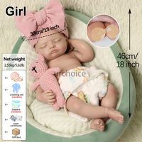 46cm kuschel iges Platin Voll festes Silikon wieder geborenes Mädchen schlafend gemalte Floppy Neugeborene Baby puppe Entzückend kann Bade puppe Geschenk nehmen