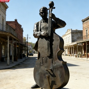 YOUFINE Statue de <span class=keywords><strong>Violoncelle</strong></span> en Bronze Taille Réelle, Sculpture de Celliste, Statue de Musicien pour Décoration d'Événements en Place Publique - Product Image 2