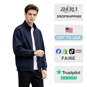 Veste polaire grise zippée pour homme, col montant, sweat-shirt décontracté, vêtement d'extérieur hiver, logo personnalisé, hauts pour homme - Product Image 2