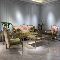 Ensemble de canapés en bois sculpté à la main, style classique italien, luxe antique royal, pour salon, maison, villa, appartement