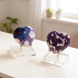 Corazón <span class=keywords><strong>de</strong></span> Ágata Azul Natural Tallado a Mano, Piedras Curativas <span class=keywords><strong>de</strong></span> Cristal para Decoración - Product Image 2