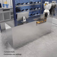 Comptoir de réception moderne minimaliste en acier inoxydable, table de bar, comptoir de caisse, hauteur 90 cm, largeur 120-240 cm, pour salon de coiffure