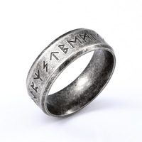 Viking Gravé Old Magic Titane Bague En Acier Inoxydable 316L Vintage Oracle Bague Pour Hommes