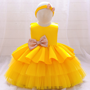 Vestido de Princesa sin Mangas con Lazo Grande para Bebés Niñas 2026, Traje de Bautizo, Primera Comunión, Dama de Honor, Disfraz para Actuación en Escenario - Product Image 1