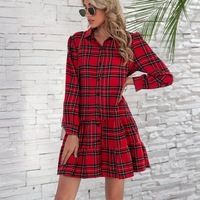 Robe courte à boutons à carreaux classique européenne, long manteau cardigan pour femmes