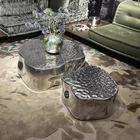 Table basse moderne de luxe en acier inoxydable, mobilier combiné de forme spéciale pour la décoration de la maison, du salon et de la villa