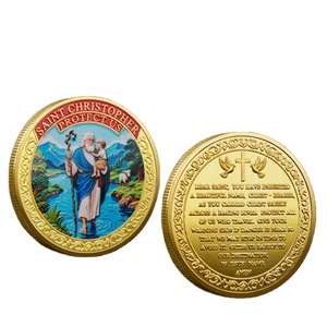 Pièce commémorative souvenir Saint <span class=keywords><strong>Christophe</strong></span> en alliage de zinc plaqué or et argent, estampée et imprimée en UV, pièce métallique 3D - Product Image 2