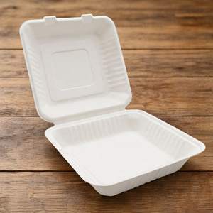 กล่องบรรจุภัณฑ์แบบมีฝาปิด ProTakeOut 9x9 3 ช่อง ทำจากชานอ้อย (200 แพ็ค 100/2) ปลอดสาร PFAS ย่อยสลายได้ ใช้กับไมโครเวฟได้ ทนทาน - Product Image 3