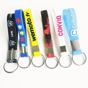 Cheap No Minimum Custom Silicone Wristlet Keychain Silicon Key Holders - Product Image 4