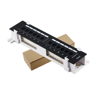 Panel de Conexiones de Red UTP CAT5e CAT6 CAT6A de 10 Pulgadas 1U con 12 Puertos, Soporte de Gestión de Cables, Montaje en Rack 1U, Conectores Keystone RJ45