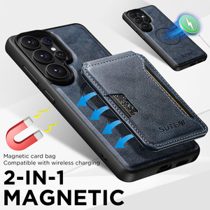 Funda de Lujo de Cuero PU con Soporte y Carga Magnética Inalámbrica para Samsung <span class=keywords><strong>Galaxy</strong></span> S26 Ultra S25 S24, Diseño Grano de Piel de Becerro - Product Image 4
