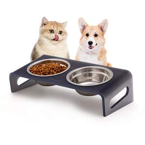 Alimentador elevado acrílico para animais de estimação cor azul, suporte elevado com <span class=keywords><strong>1</strong></span>/2/3 tigelas (2 quartos de capacidade), 3/8" de espessura - Product Image 1