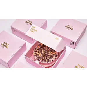 Custom Design Logo Eco Friend Food Grade Printing Foldable Cheese Cake Food Cookie Pastry Donut Macaron Paper Packaging Boxes