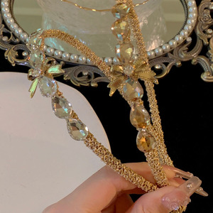Diadema de Lujo Estilo <span class=keywords><strong>Coreano</strong></span> para Mujer, Hecha a Mano con Pedrería, Lazo, Simple, Estilo Hada, Elegante, Brillante, Accesorios para el Cabello - Product Image 3