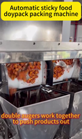 Máquina de envasado al vacío Doypack de doble tornillo sin fin para bolsas preformadas, para alimentos cociados pegajosos, pollo en cubos, carne picada, carne de res en trozos y alimento para mascotas