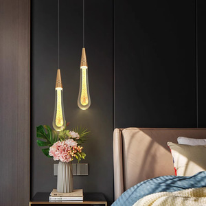 Yaojia Lighting Crystal Pendant <b>Light</b> Gold Teardrop Round Cylinder Bedroom <b>Dining</b> Room Chandelier Modern Hanging Lamp - Product Image 3