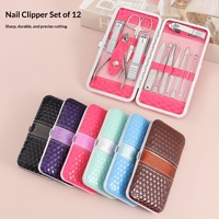 Ensemble de coupe-ongles en acier au carbone classique luxueux de 12 pièces, étui de rangement complet, portable, multifonctionnel, usage général, pour la maison