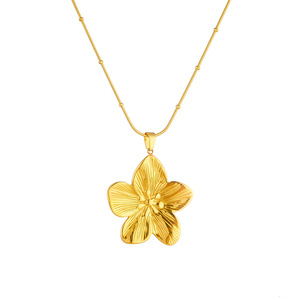 Gold Plated Flower Pendant Snake Chain Stainless Steel Necklace Gift Jewelry - Product Image 5