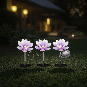 Plastic <span class=keywords><strong>Lotus</strong></span> Solar Wall Light Decoração para Jardim Pátio Deck Path Boa Qualitysolar Led Decorativa Flower Lights - Product Image 5