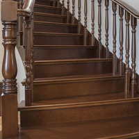 Marches d'escalier QiJiaYiShu personnalisées en noyer noir et chêne blanc, bordure française, marches en bois dur durables, pièces d'escalier intérieur TB-2501F11