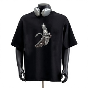T-shirt pour femme en coton avec strass et motif graphique, vente en gros usine - Product Image 1