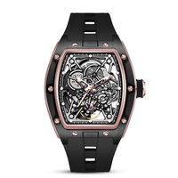Montre mécanique automatique pour homme OEM, étanche, lumineuse, en forme de baril de vin, avec boîtier en acier inoxydable et bracelet en silicone