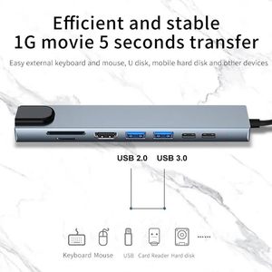 Manufacturer 8 in 1 Type <strong>C</strong> <strong>USB</strong> Hub with 1000Mbps RJ45 Ethernet <strong>USB</strong> <strong>C</strong> <strong>Dock</strong> Adapter <strong>USB</strong> 3.0 Hub for Desktop - Product Image 5