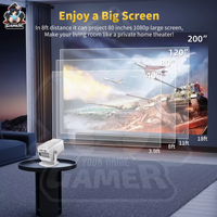 Proyector HCS350 Plus con Gamepad, 1080P, Juegos + Karaoke + Micrófono Estéreo, Android Wifi, Mini Smart TV, Cine en Casa, Proyector HCS350 KTV